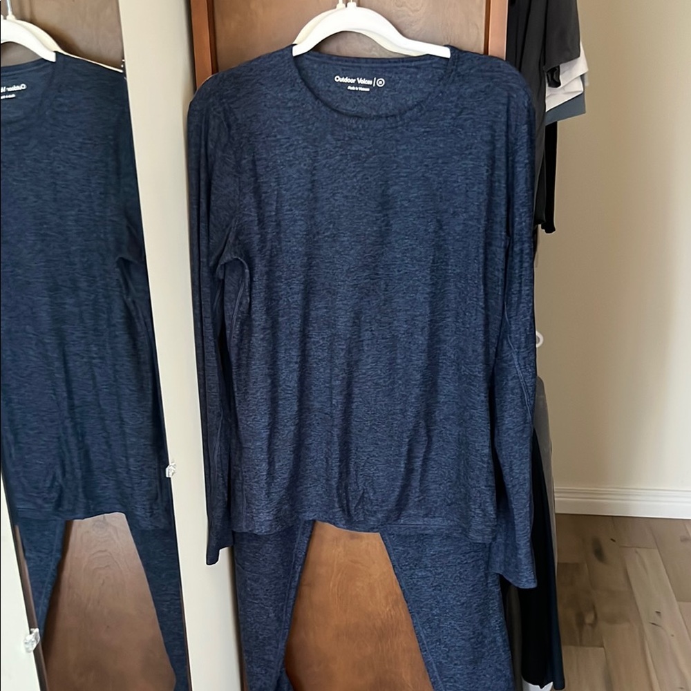 Outdoor Voices Blue Relaxed Long Sleeve Tee